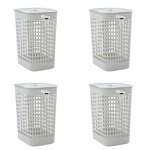 4PK Boxsweden 58L Laundry Lidded Basket Hamper Large - Assorted