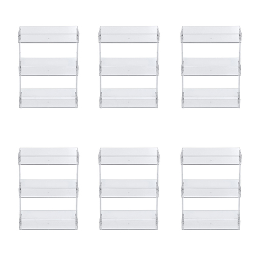 6PK Boxsweden 33cm Crystal Shelf 3-Tier Storage Organiser - Clear