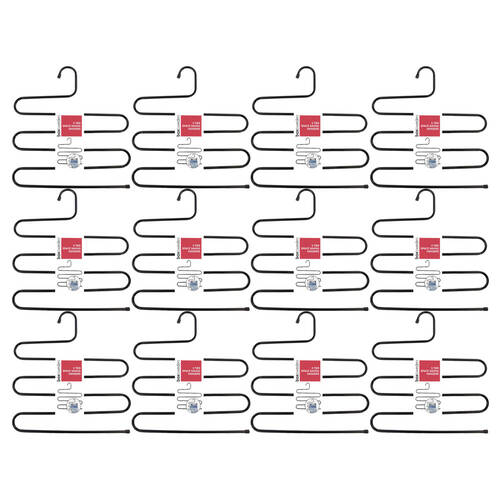 12PK Boxsweden 5 Tier Metal Space Saving Hangers Asst