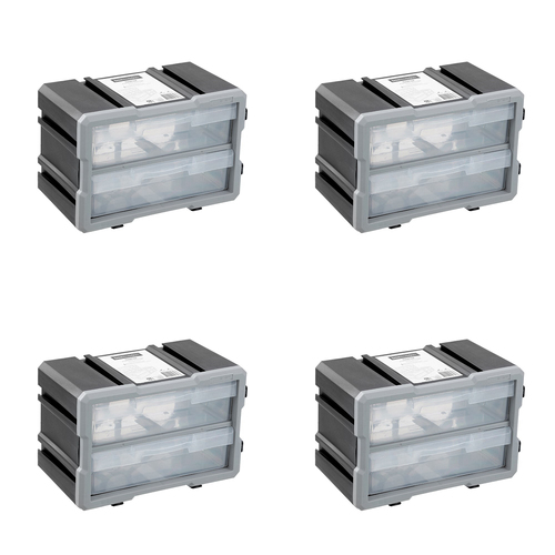 4PK Boxsweden Garaz 2-Drawer Storage Organiser 29.5x19.5cm - Grey