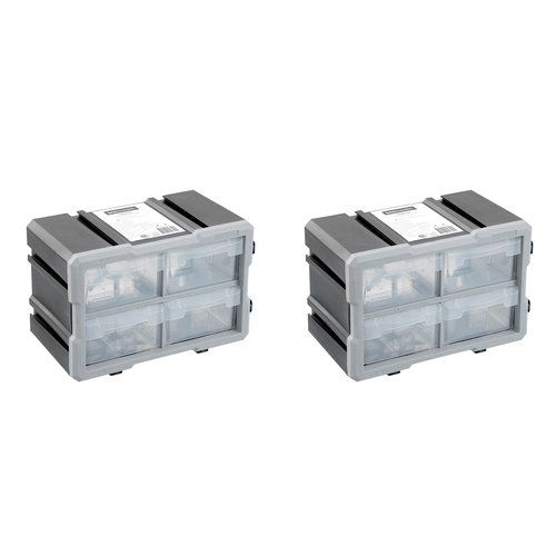 2PK Boxsweden Garaz 4-Drawer Storage Organiser 29.5x19.5cm - Grey