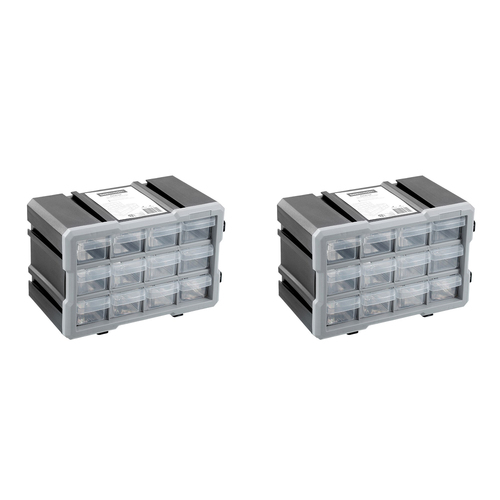 2PK Boxsweden Garaz 12-Drawer Storage Organiser 29.5x19.5cm - Grey