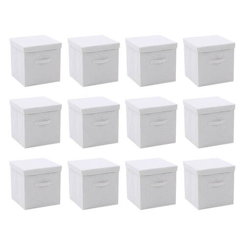 12PK Boxsweden Kloset Linen Foldable Storage Box with Lid 30x30x30cm