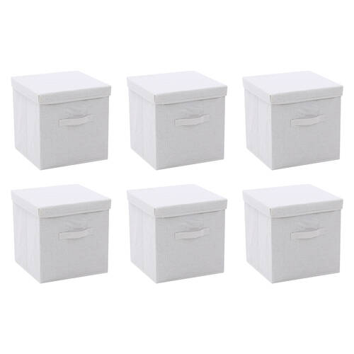 6PK Boxsweden Kloset Linen Foldable Storage Box with Lid 30x30x30cm