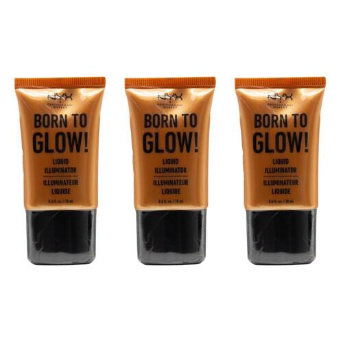 3PK Nyx 18ml Liquid Illuminator Born to Glow Womens Makeup Pure Gold