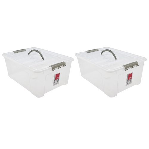 2PK Boxsweden 20L/45.5cm Carry Box w/ Handle - Transparent