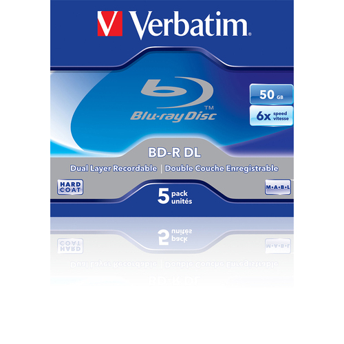 5PK Verbatim BD-R Dual Layer 50GB 6x Speed Blank Disc w/ Jewel Case