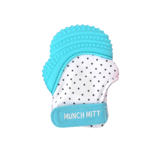 Malarkey Kids Munch Mitt Baby Teething Mitten Silicone Aqua Blue