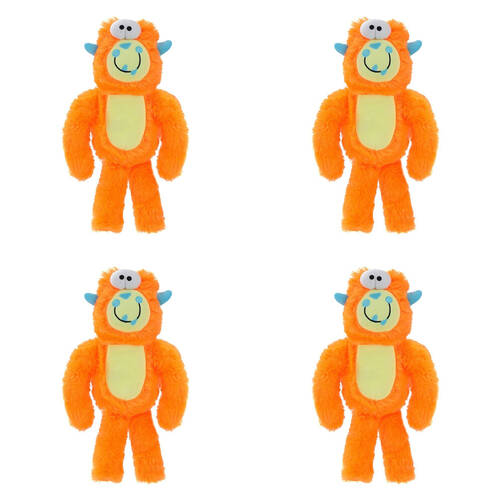 4PK Paws & Claws Monster Ziggle Soft Plush Pet/Dog Toy 34cm Assorted