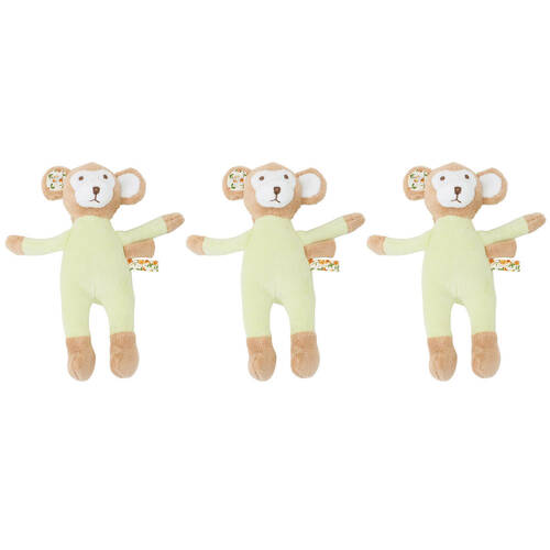 3PK Annabel Trends Cuddly Wuddlies Plush Toy 17x6cm Small - Monkey