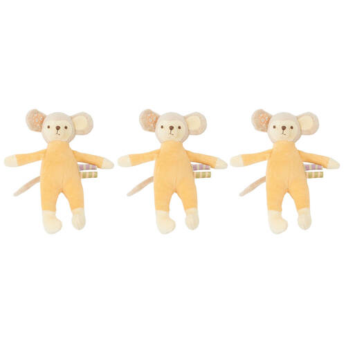 3PK Annabel Trends Cuddly Wuddlies Plush Toy 17x6cm Small - Mouse
