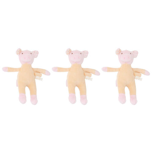 3PK Annabel Trends Cuddly Wuddlies Plush Toy 17x6cm Small - Pig