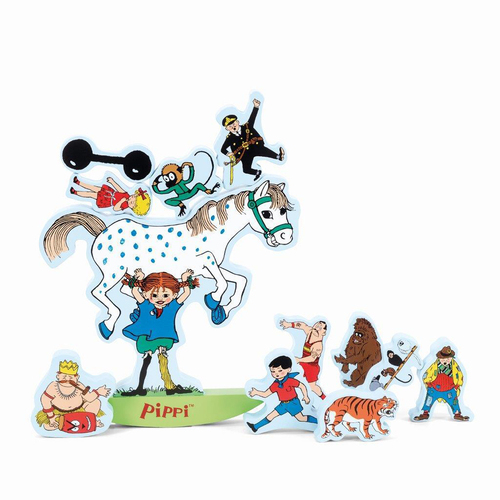 12pc Pippi Longstocking Kids/Children Fun Wooden Balance Puzzle 2y+