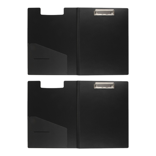 2PK Marbig Enviro Clipfolder A4 File Folder w/ Metal Clip - Black
