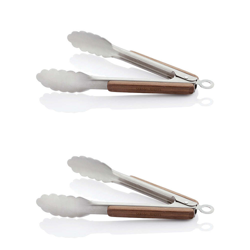 2PK Stanley Rogers Black Walnut/Stainless Steel Tongs 23cm