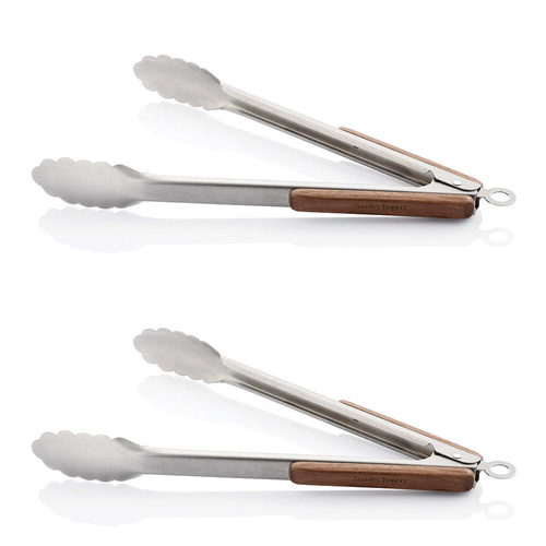 2PK Stanley Rogers Black Walnut/Stainless Steel Tongs 30cm