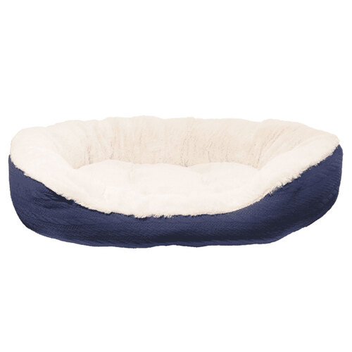 Rosewood 40 Winks Dog Sleeper Navy Cable Knit Oval Pet/Dog Bed 63cm