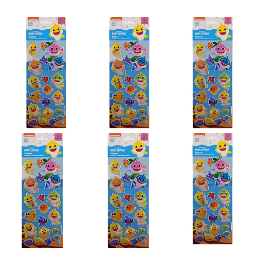 6x 3PK Baby Shark Kids Puffy & Fun Sticker Sheets 3y+