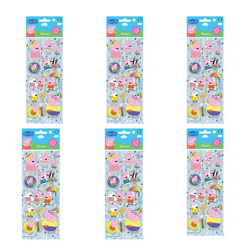 6x 3PK Peppa Pig Kids/Children Puffy & Fun Sticker Sheets 3y+