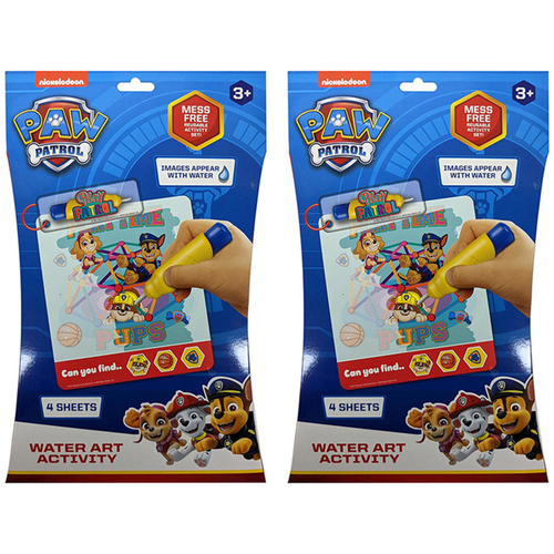2PK Paw Patrol 4-Sheet Water Art Activity Kids Art/Craft 3y+