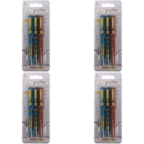 4x 3PK Harry Potter Metal Pen Stationery Writing Set 3y+