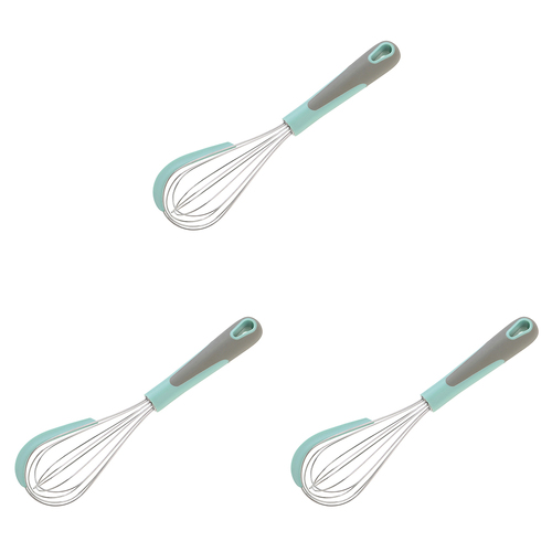 3PK Wiltshire Soft Grip Handle Whisk with Silicone Scraper 26cm