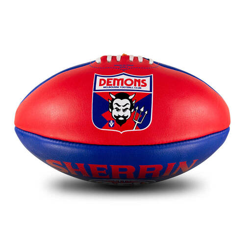 Sherrin AFL Team Leather Football - Melbourne Demons Size 5 Red & Blue