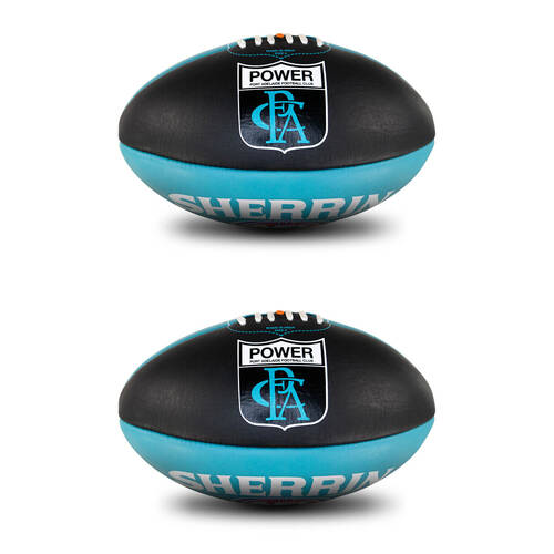 2PK Sherrin AFL Team Leather Football - Port Adelaide Power Size 5 Black & Teal