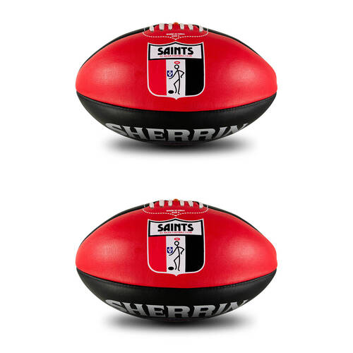2PK Sherrin AFL Team Leather Football - St Kilda Saints Size 5 Red & Black