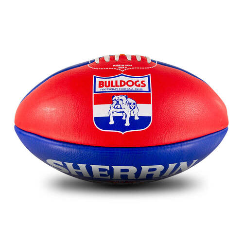 Sherrin AFL Team Leather Football - Western Bulldogs Size 5 Red & Blue