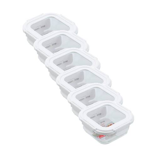 6PK Lemon and Lime Yorkshire Fresh Lock Container Square 500ml Food Safe