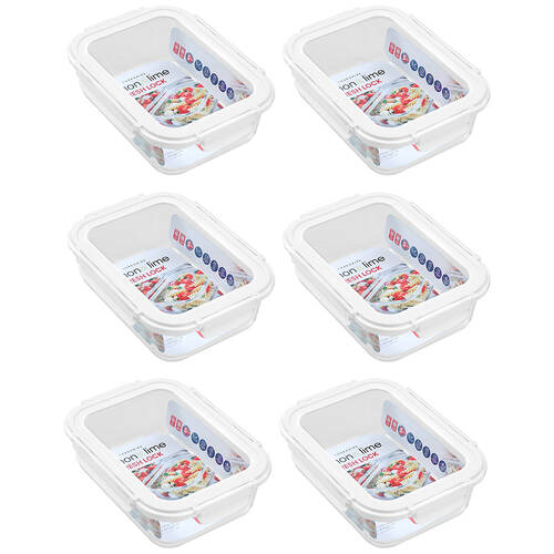 6PK Lemon & Lime Yorkshire Glass Fresh Lock Food Container 1.5L