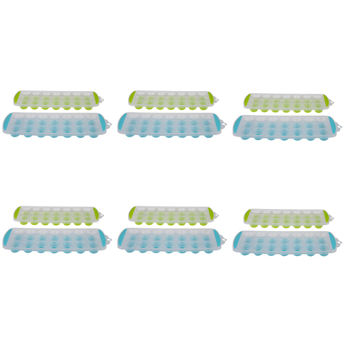 6x 2pc Appetito Easy Release 21 Cube Round Ice Tray Blue/Lime