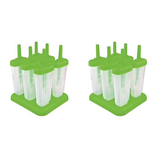 2x 6pc Appetito Home Kitchen Groovy Ice Pop Mould Green 