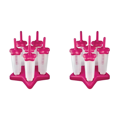 2x 6pc Appetito Home Kitchen Star Ice Pop Mould - Fuchsia