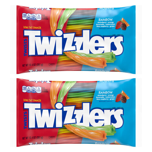 2PK Twizzlers Rainbow Twists Bag 351g