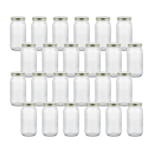 24PK Lemon & Lime Roma Ribbed Conserve Glass Jar with Lid 1L
