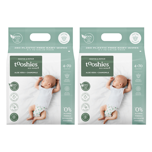 2PK 280pc Tooshies Aloe Vera Chamomile Pure Baby Wipes