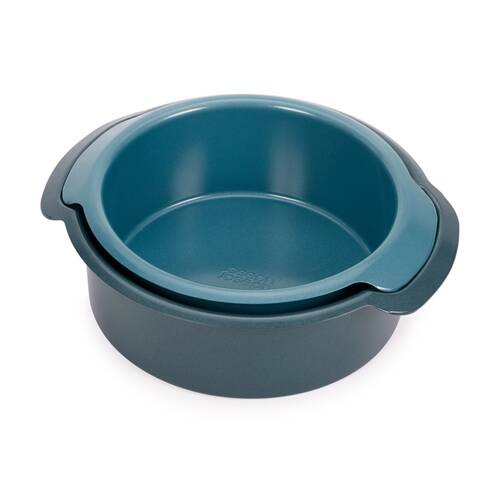 2pc Joseph Joseph Carbon Steel Non-Stick Nest Bake Round Cake Tins Blue