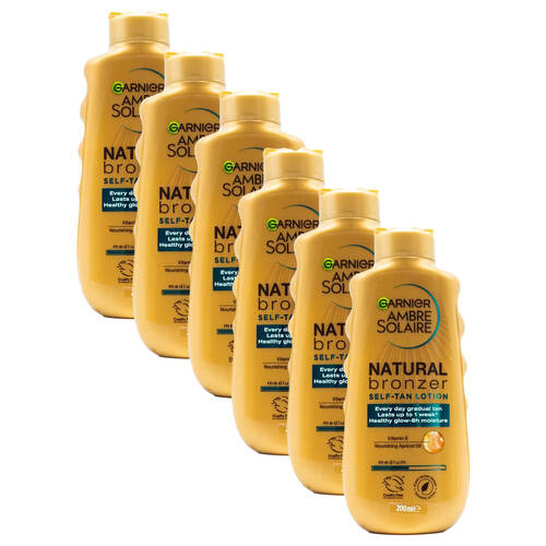 6PK Garnier 200ml Medium Self Tan Lotion Natural Bronzer Vitamin E