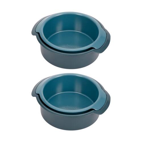 2x 2pc Joseph Joseph Carbon Steel Non-Stick Nest Bake Round Cake Tins Blue