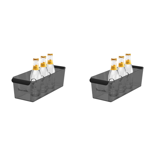 2PK Madesmart Narrow Deep Binn Kitchen Organiser Rectangle 36x13cm Carbon