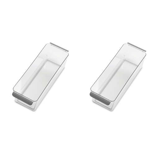 2PK Madesmart Narrow Deep Bin Kitchen Organiser Rectangle 36x13cm Grey