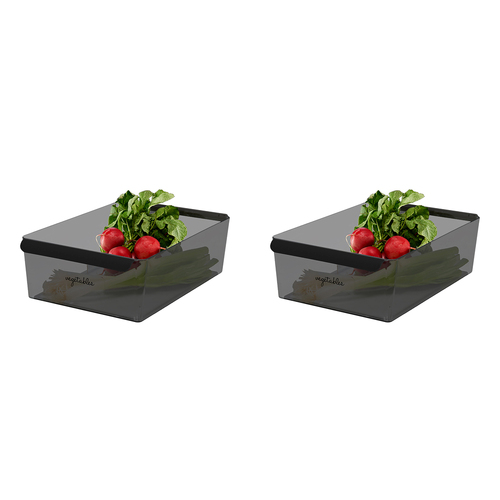 2PK Madesmart Wide Deep Bin Pantry Organiser Rectangle 36x23cm Carbon
