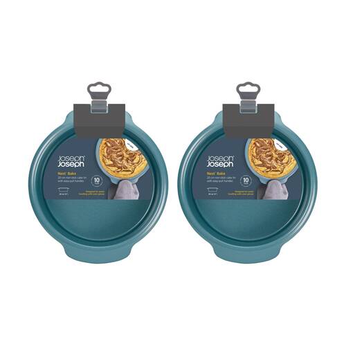 2PK Joseph Joseph Carbon Steel Non-Stick Nest Bake Round Cake Tin 20cm Blue