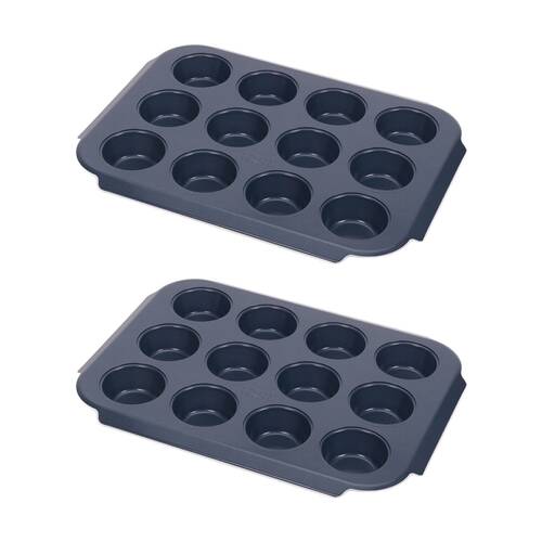 2PK Joseph Joseph Carbon Steel Non-Stick Nest Bake 12 Cup Muffin Pan Tray Blue