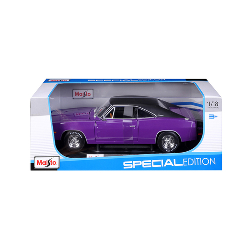 Maisto 1:18 1969 Dodge Charger R/T Purple with Black Roof Model Car Toy 3y+