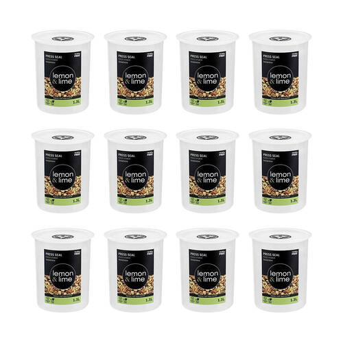 12PK Lemon & Lime Press Seal Food Storer Container 1.3L 13x13x15.5cm