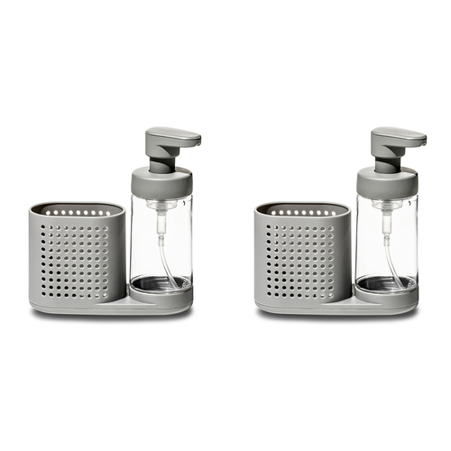 2PK Madesmart Foaming Soap Station Dispenser/Compartment 296ml Grey