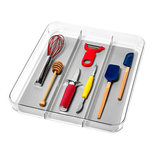 Madesmart Clear Soft Grip Utensil Tray Organiser 40x32.7cm - Grey